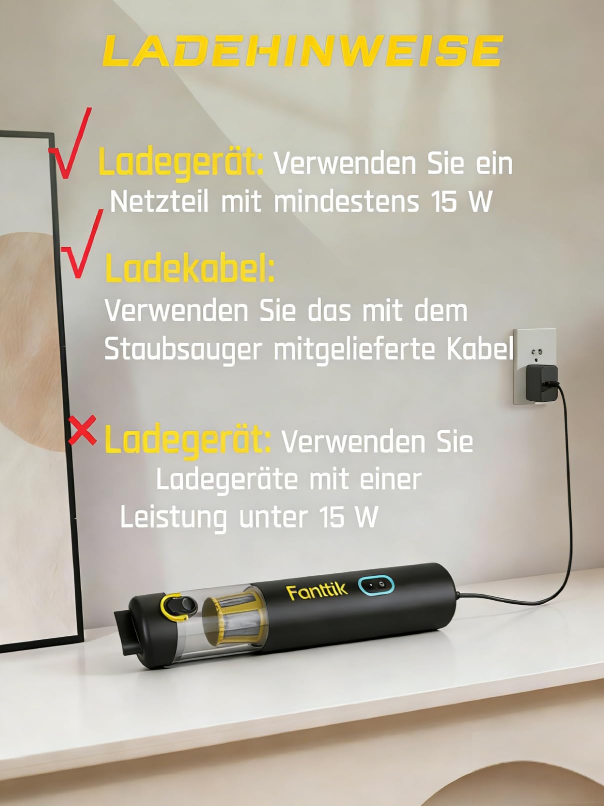Fanttik Mini Akku-Staubsauger für Auto & Büro