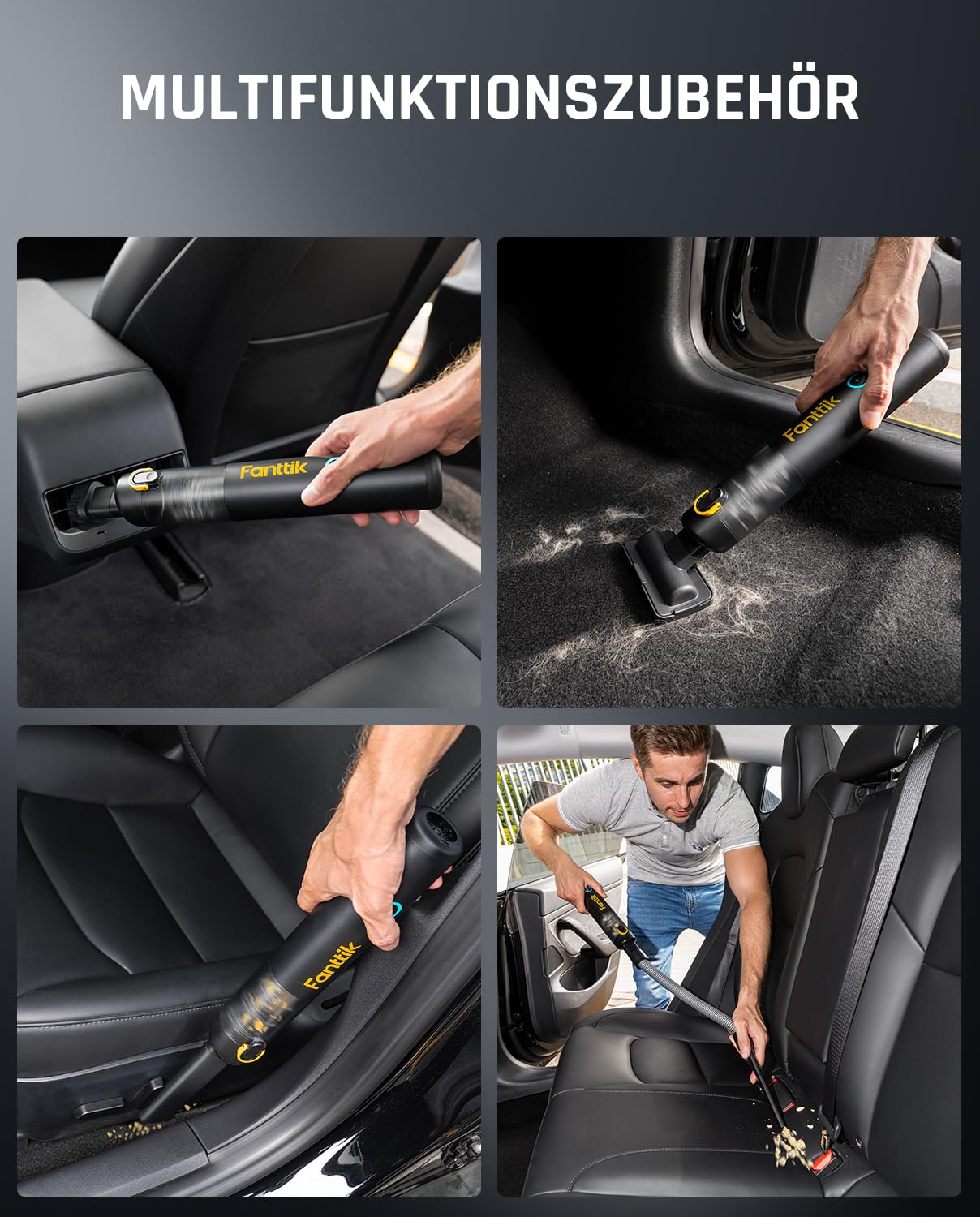 Fanttik Mini Akku-Staubsauger für Auto & Büro