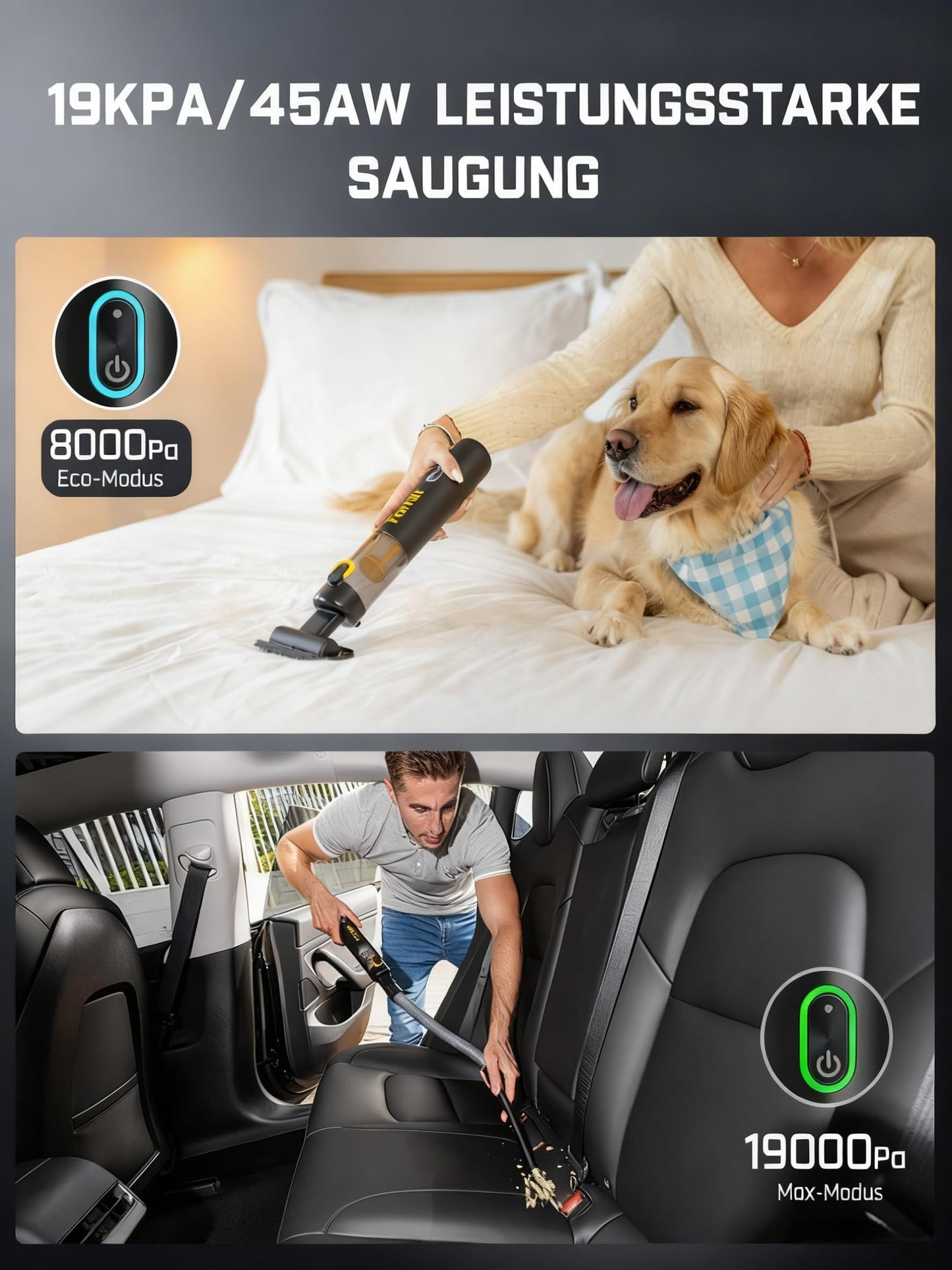 Fanttik Mini Akku-Staubsauger für Auto & Büro